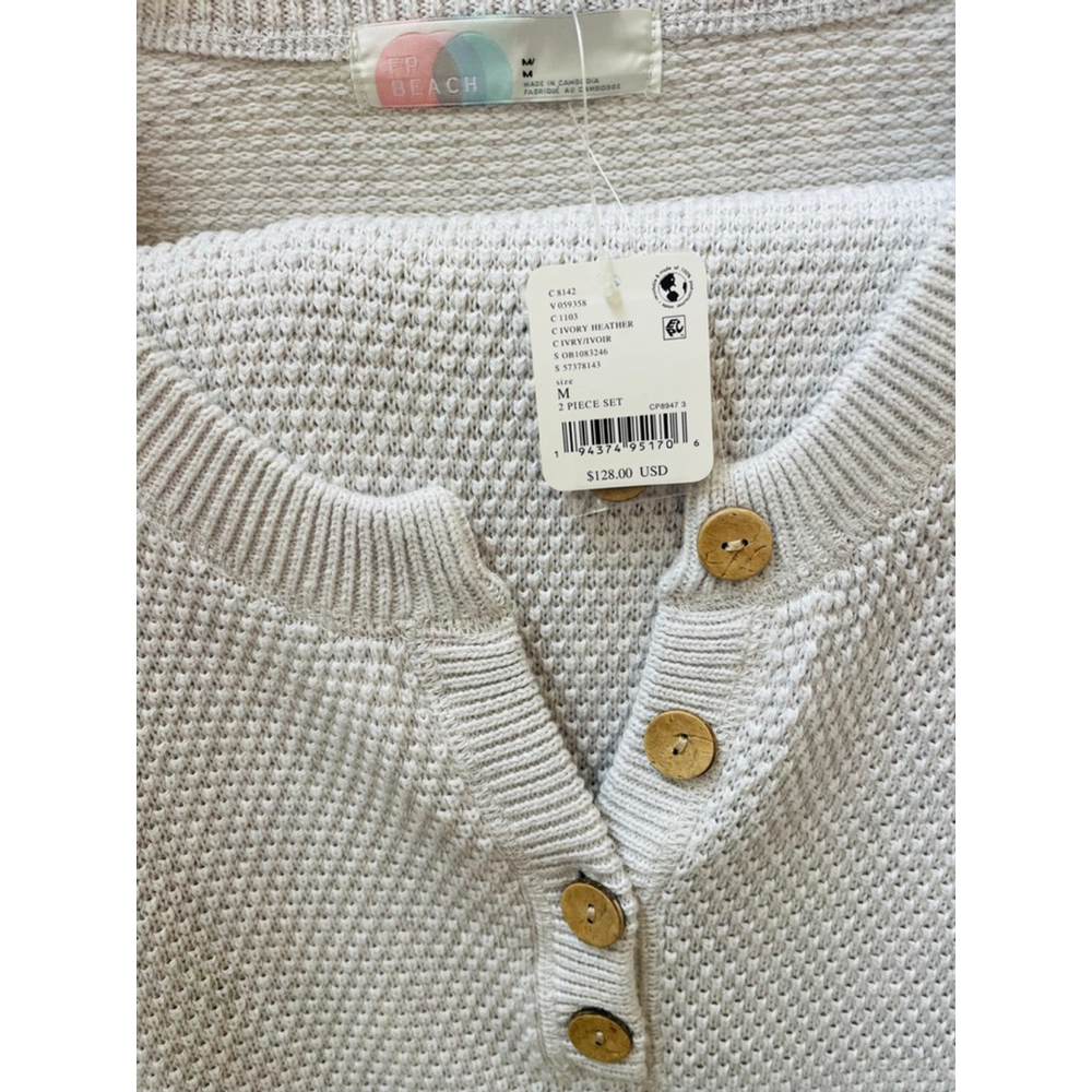 Free People Hailee 2 Piece Set Size M NWT Ivory Heather - Picture 4 of 5